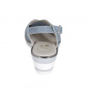 Sandalia para mujer en piel imprimida azul claro cuña 5 - Tallas disponibles:  42, 45
