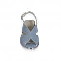 Sandale pour femmes en cuir imprimé bleu clair talon compensé 5 - Pointures disponibles:  42, 45