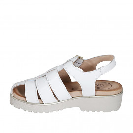 Sandale pour femmes avec courroie en cuir blanc talon 3 - Pointures disponibles:  32 2