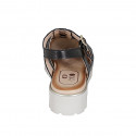 Woman's sandal with strap in black leather heel 3 - Available sizes:  42