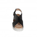 Sandalo da donna con cinturino in velcro in pelle nera tacco 3 - Misure disponibili: 42