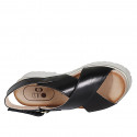 Sandale pour femmes avec courroie velcro en cuir noir talon 3 - Pointures disponibles:  42