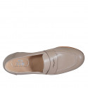 Woman's mocassin in taupe leather heel 1 - Available sizes:  44