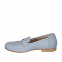 Mocassin pour femmes en cuir bleu clair talon 1 - Pointures disponibles:  43, 44, 45