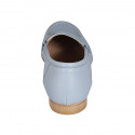 Mocassino da donna in pelle azzurra tacco 1 - Misure disponibili: 43, 44, 45