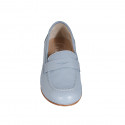 Mocasin para mujer en piel azul claro tacon 1 - Tallas disponibles:  43, 44, 45