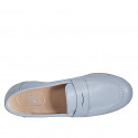 Mocassin pour femmes en cuir bleu clair talon 1 - Pointures disponibles:  43, 44, 45