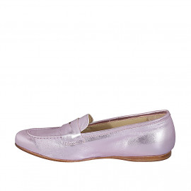Mocassino da donna in pelle laminata rosa zeppa 1 - Misure disponibili: 33, 34, 42 2