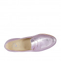Woman's mocassin in light pink laminated leather wedge heel 1 - Available sizes:  33, 34, 42