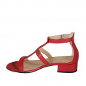 Escarpin ouvert pour femmes avec courroie en cuir rouge talon 3 - Pointures disponibles:  32