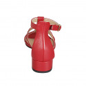 Escarpin ouvert pour femmes avec courroie en cuir rouge talon 3 - Pointures disponibles:  32