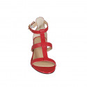 Escarpin ouvert pour femmes avec courroie en cuir rouge talon 3 - Pointures disponibles:  32
