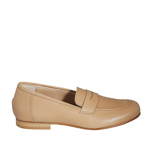 Mocassin pour femmes en cuir nue-beige tacon 1 - Tallas disponibles:  45