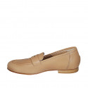Mocassin pour femmes en cuir beige nue talon 1 - Pointures disponibles:  45