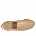 Mocassino da donna in pelle nude beige tacco 1 - Misure disponibili: 45