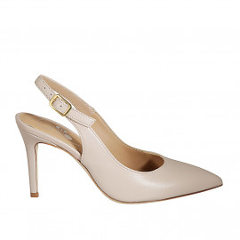 Decolté da donna a punta sfilata aperta sul tallone in pelle nude tacco 8 - Misure disponibili: 42