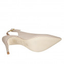 Woman's slingback pointy pump in nude leather heel  8 - Available sizes:  42