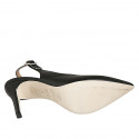 Zapato destalonado a punta para mujer en piel negra tacon 8 - Tallas disponibles:  42
