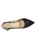 Woman's slingback pointy pump in black leather heel  8 - Available sizes:  42