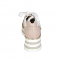 Scarpa stringata con cerniere da donna in pelle bianca e nude zeppa 5 - Misure disponibili: 42, 43