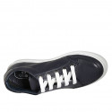 Scarpa stringata con plantare estraibile da uomo in pelle blu - Misure disponibili: 36, 37, 38, 47, 49