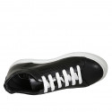 Chaussure à lacets avec semelle amovible pour hommes en cuir noir - Pointures disponibles:  36, 37, 38, 46, 47