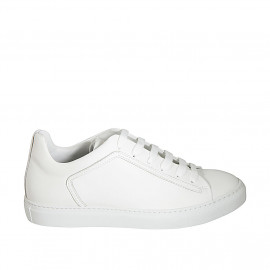 Man's laced shoe with removable insole in white leather - Available sizes:  37, 51
