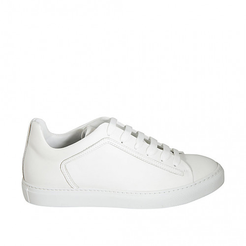 Zapato para hombre con cordones y plantilla extraible en piel blanca - Tallas disponibles:  37, 51