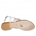 Woman's thong sandal in white leather with ankle strap and beads heel 2 - Available sizes:  43