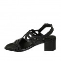 Woman's sandal in black braided leather heel 5 - Available sizes:  42