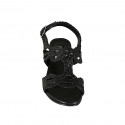 Woman's sandal in black braided leather heel 5 - Available sizes:  42