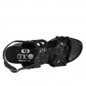 Woman's sandal in black braided leather heel 5 - Available sizes:  42