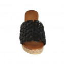 Mule pour femmes en cuir tressé noir avec plateforme et talon compensé 7 - Pointures disponibles:  42, 43