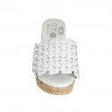 Sabo para mujer en piel trensada blanca con plataforma y cuña 7 - Tallas disponibles:  43