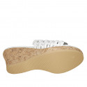 Sabo para mujer en piel trensada blanca con plataforma y cuña 7 - Tallas disponibles:  43