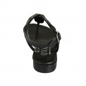 Sandalo infradito da donna in pelle nera con cinturino alla caviglia e perline tacco 2 - Misure disponibili: 32, 42, 43