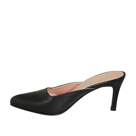 Mule à bout fermé pour femmes en cuir noir talon 7 - Pointures disponibles:  32 2