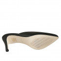 Woman's pointy mules in black leather heel 7 - Available sizes:  32