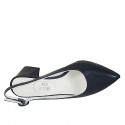 Woman's pointy slingback pump in blue leather heel 6 - Available sizes:  45