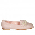 Woman's loafer with squared tip and accessory in light pink leather heel 1 - Available sizes:  32