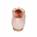 Mocasin con punta cuadrada y accesorio para mujer en piel rosado claro tacon 1 - Tallas disponibles:  32