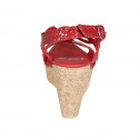 Sandalia para mujer en piel trensada roja con plataforma y cuña 9 - Tallas disponibles:  42, 44