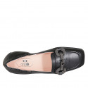 Woman's loafer with squared tip and accessory in black leather heel 1 - Available sizes:  32