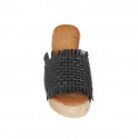 Mule pour femmes en cuir tressé noir avec plateforme et talon compensé 9 - Pointures disponibles:  42, 43, 44