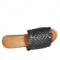 Mule pour femmes en cuir tressé noir avec plateforme et talon compensé 9 - Pointures disponibles:  42, 43, 44
