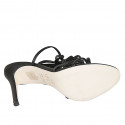 Sandalia en estilo gladiador con cordones para mujer en piel negra tacon 10 - Tallas disponibles:  46
