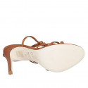 Woman's laced gladiator sandal in cognac leather heel 10 - Available sizes:  43