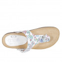 Woman's thong mules in white multicolored printed leather with buckle wedge heel 2 - Available sizes:  32, 42