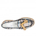 Woman's loafer in light pink, black, light blue and cognac brown braided leather with tassels heel 3 - Available sizes:  32, 44, 45