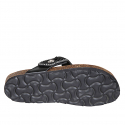 Sabot infradito da donna in pelle nera con velcro, perline e strass zeppa 2 - Misure disponibili: 32, 33, 42, 43
